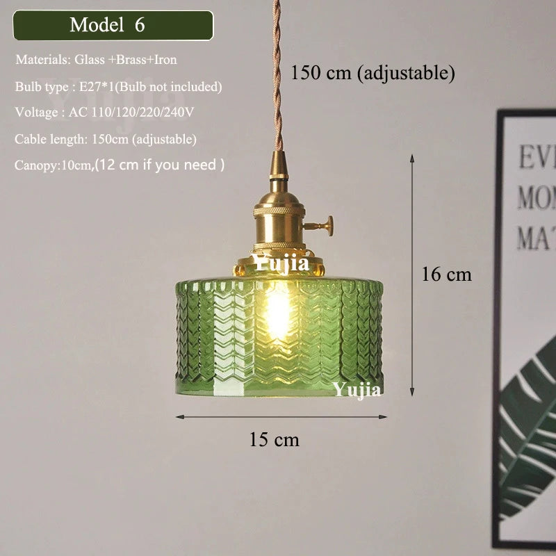 Multi-style Vintage Green Glass Light Fixtures