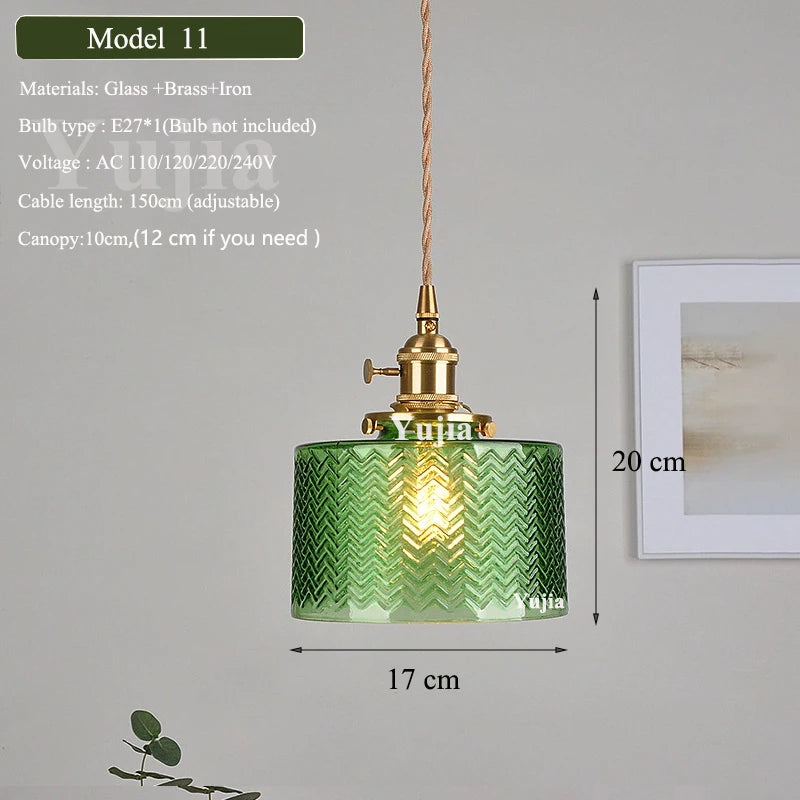 Multi-style Vintage Green Glass Light Fixtures