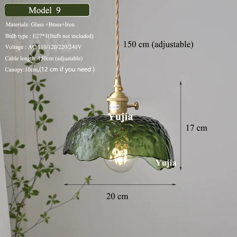 Multi-style Vintage Green Glass Light Fixtures