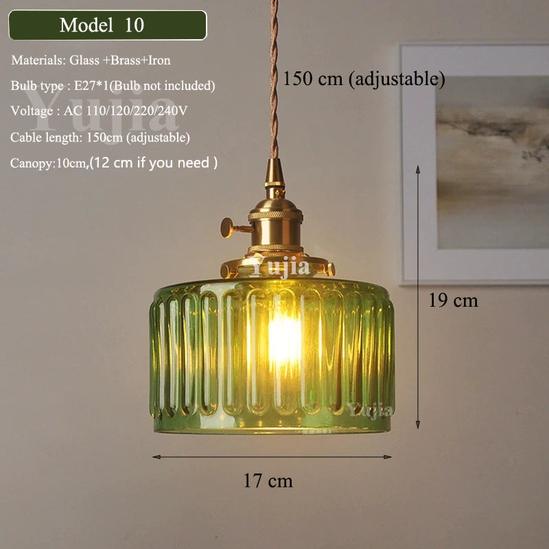 Multi-style Vintage Green Glass Light Fixtures