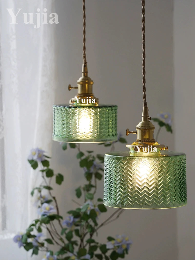 Multi-style Vintage Green Glass Light Fixtures