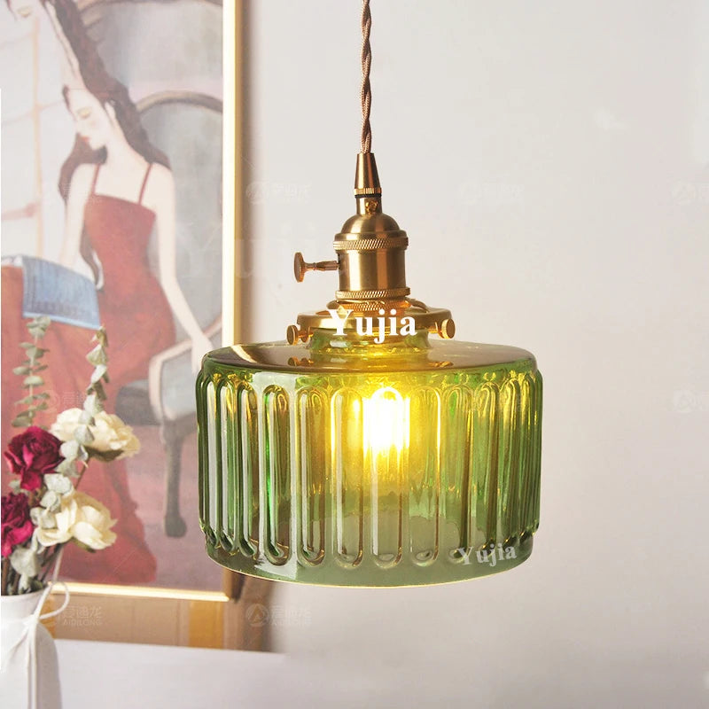 Multi-style Vintage Green Glass Light Fixtures
