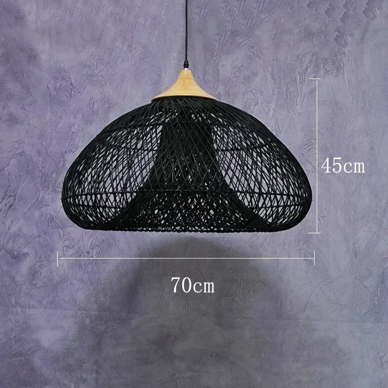 Southeast Asian Handmade Knit Bamboo and Rattan Lamp
