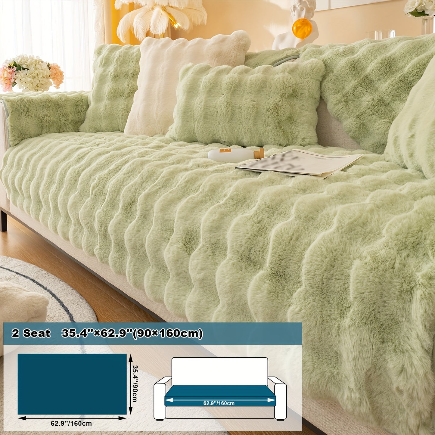 Thick Plush Fuzzy 1pc Rabbit Sofa Cushion