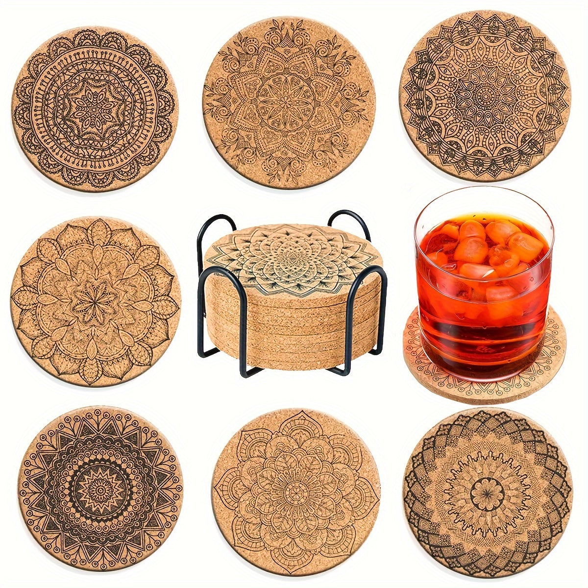 8PCS Premium Cork Coasters