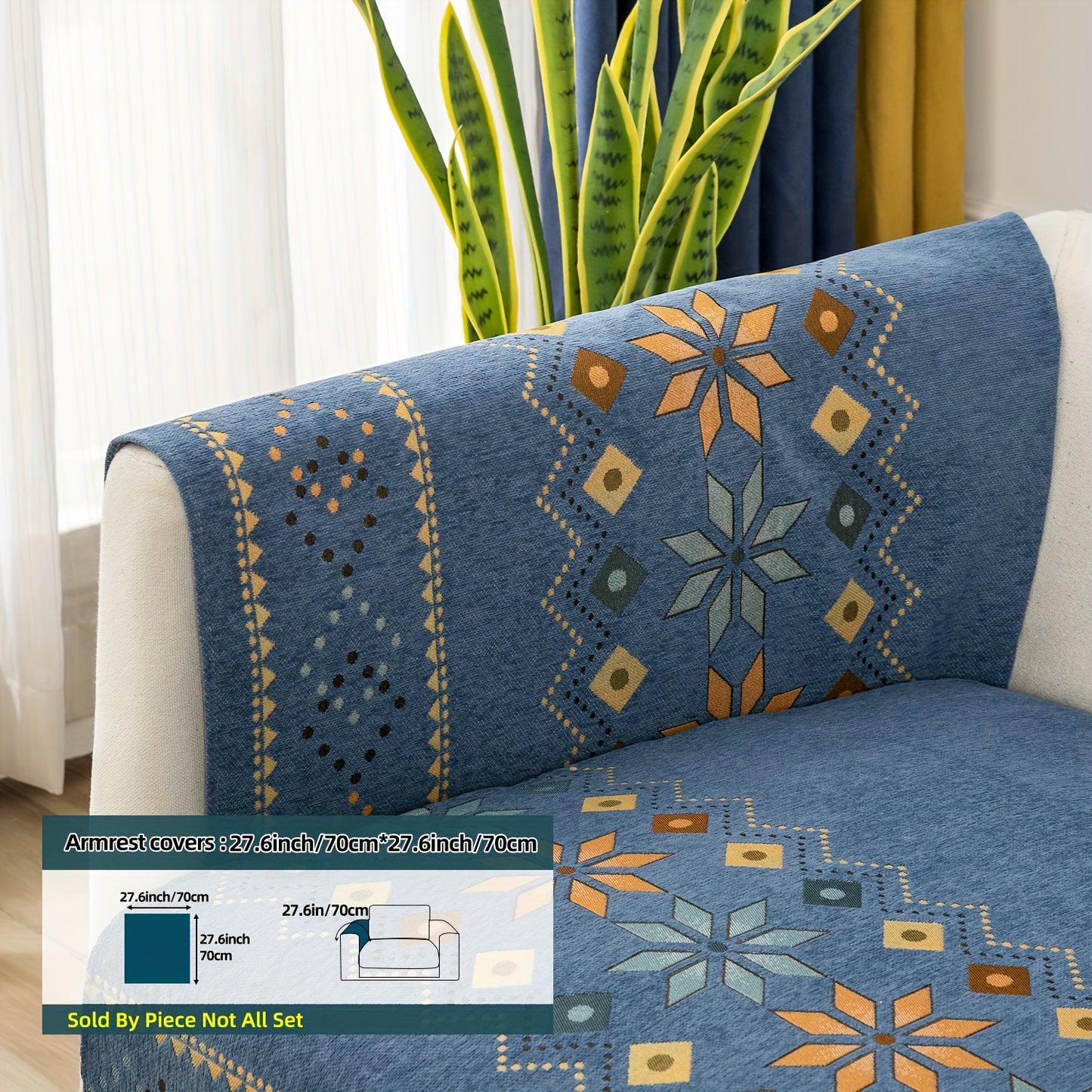 1PC Stylish Bohemian Chenille Sofa Slipcover - Universal All-Season Furniture Protector with Soft Brushed Microfiber, Stain-Resistant, Easy Slip-On Design, and Machine Washable for Bedroom, Office, Living Room, and Home Decor