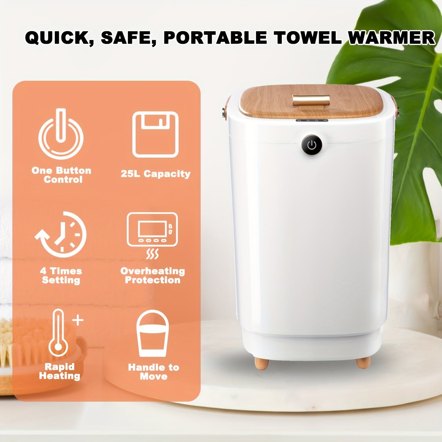 Towel Warmer 20L Extra-Large Capacity Towel Warmer Bucket Rapid Heating With 4 Timing Spa-Quality Comfort For Home