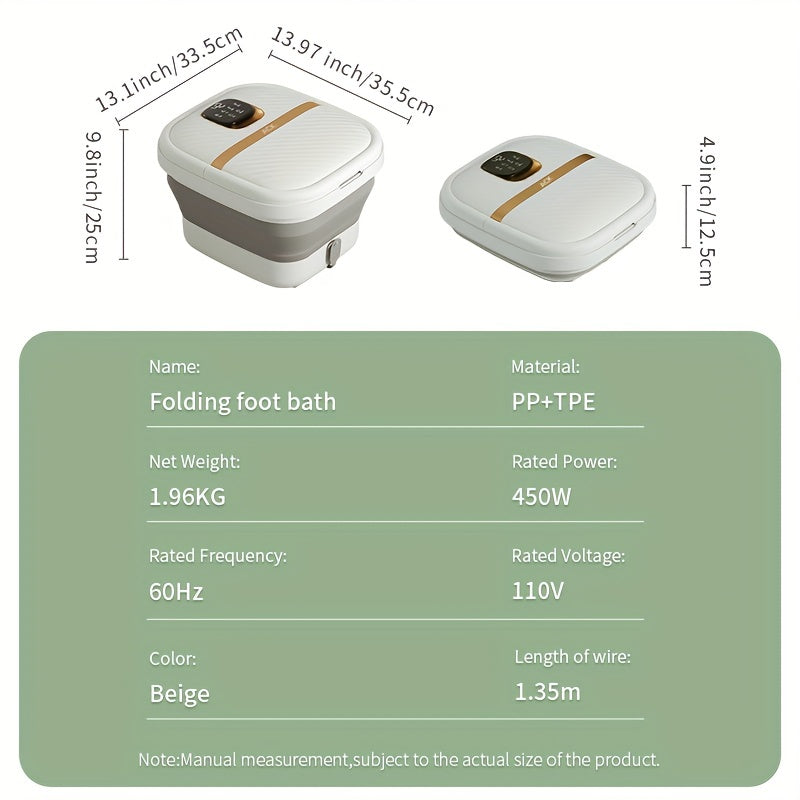Foldable Portable Pedicure Foot Spa Bath Massager With Heat, Bubbles, Vibration And Red Light, Foot Spa Tub For Feet Mini Acupressure Massage Points Temperature Control