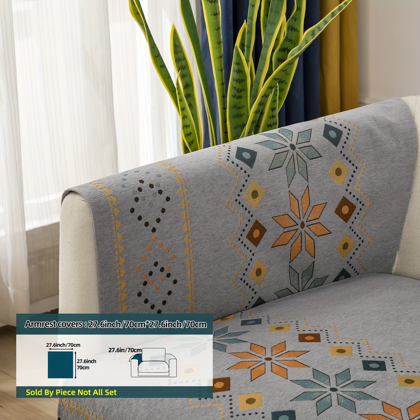 1PC Stylish Bohemian Chenille Sofa Slipcover - Universal All-Season Furniture Protector with Soft Brushed Microfiber, Stain-Resistant, Easy Slip-On Design, and Machine Washable for Bedroom, Office, Living Room, and Home Decor