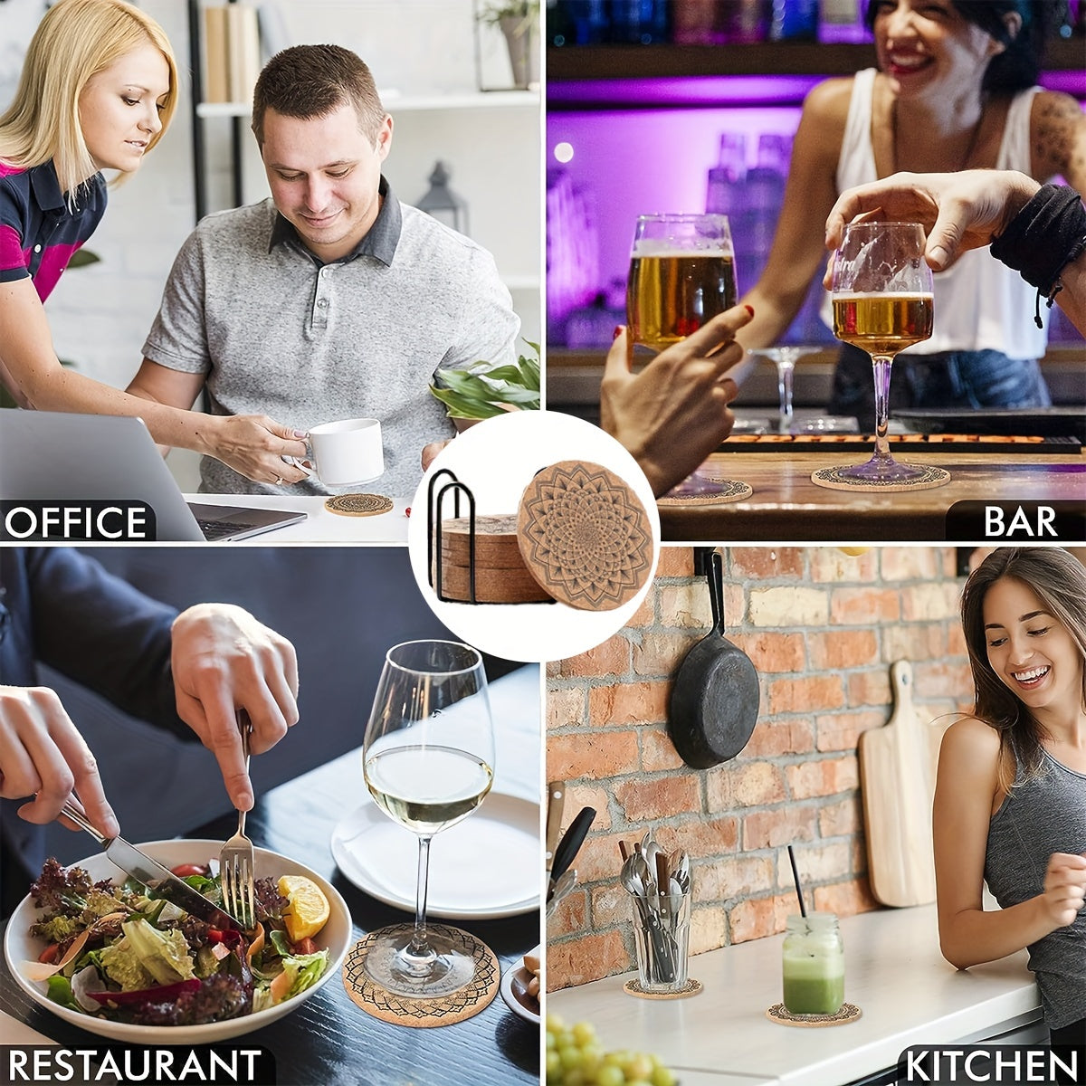 8PCS Premium Cork Coasters