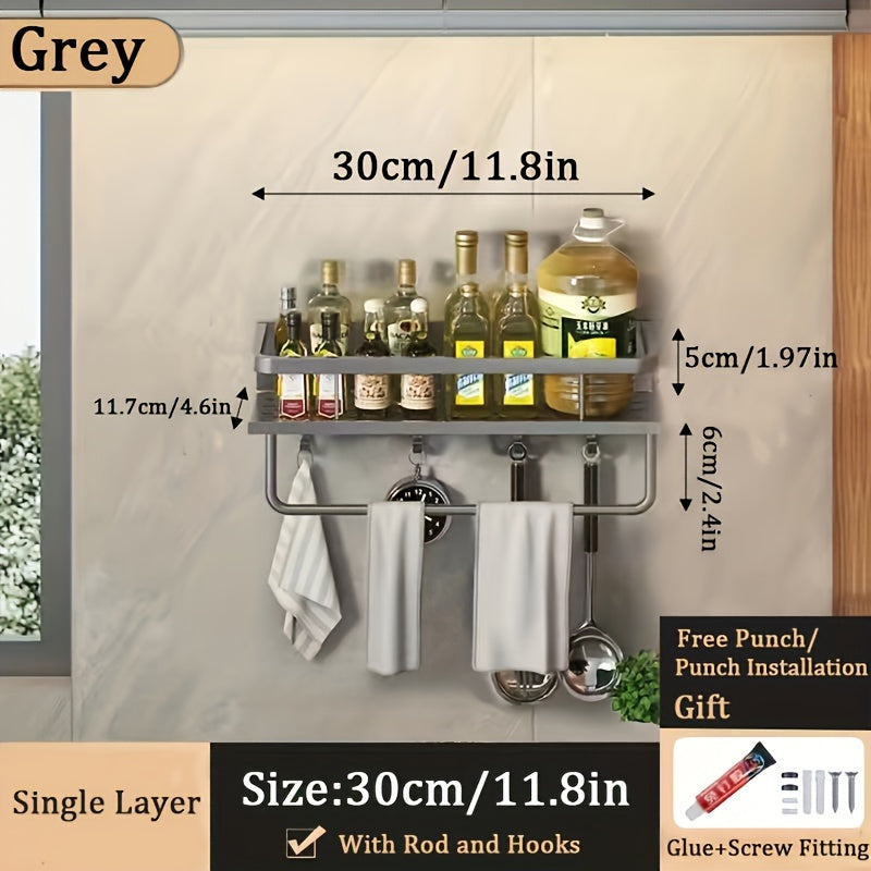 1pc Wall-Mounted Multi-Functional Spice Rack -Perfect Kitchen Organizer and Accessory for Maximizing Storage