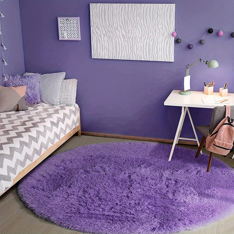 1pc, Soft and Fluffy Round Rug for Bedroom