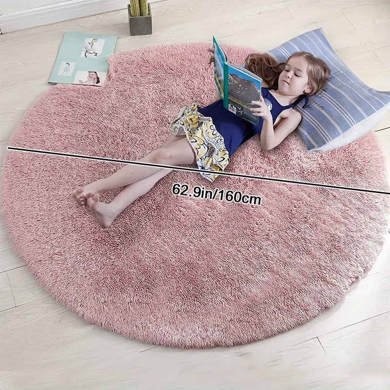 1pc, Soft and Fluffy Round Rug for Bedroom