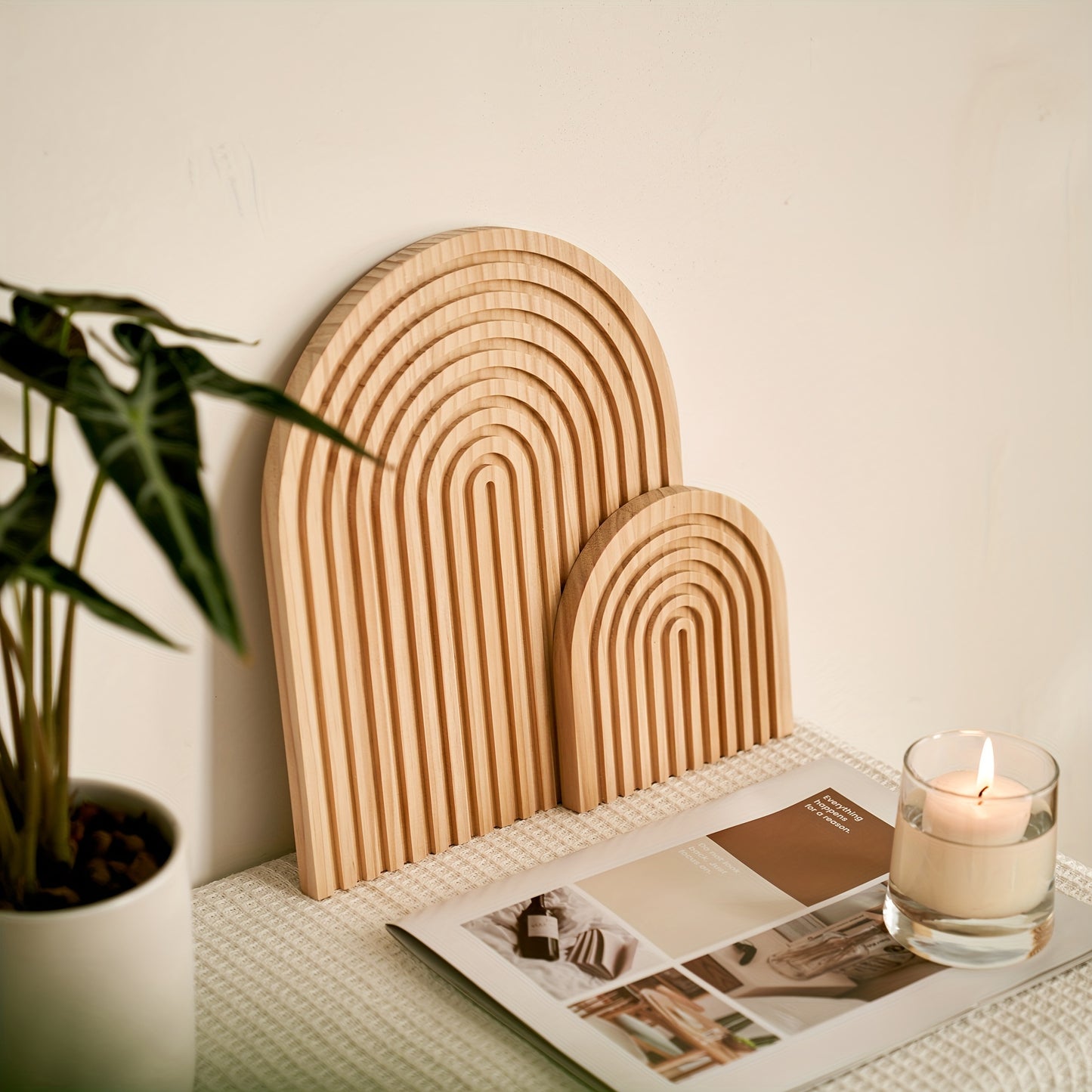 Aesthetic Boho Wooden 2pcs/set Wall Shelf Ornament