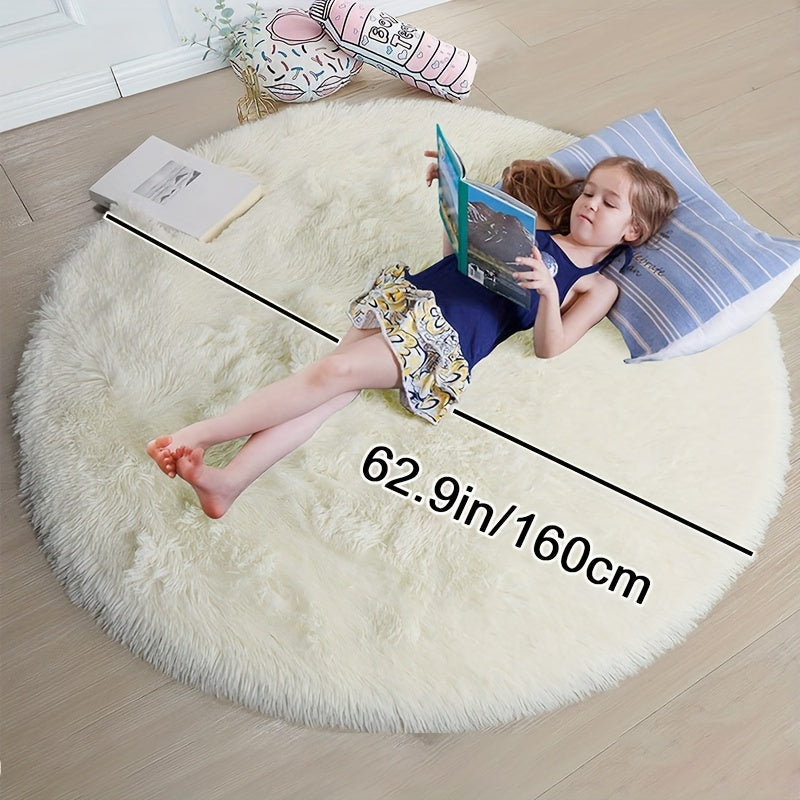 1pc, Soft and Fluffy Round Rug for Bedroom
