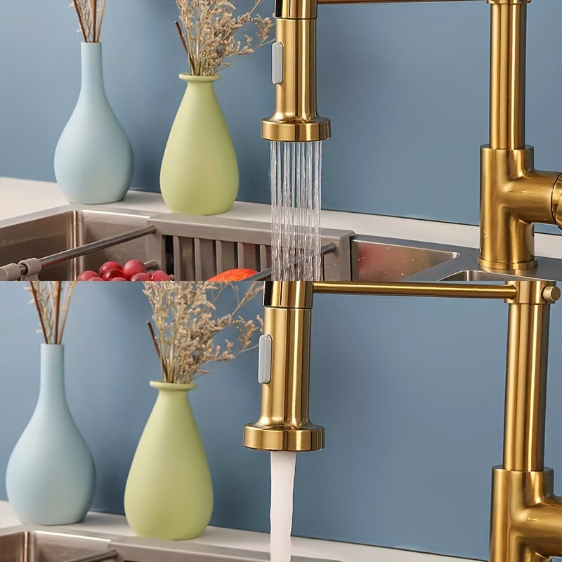 1pc Golden Luxury Pull Out Kitchen Faucet