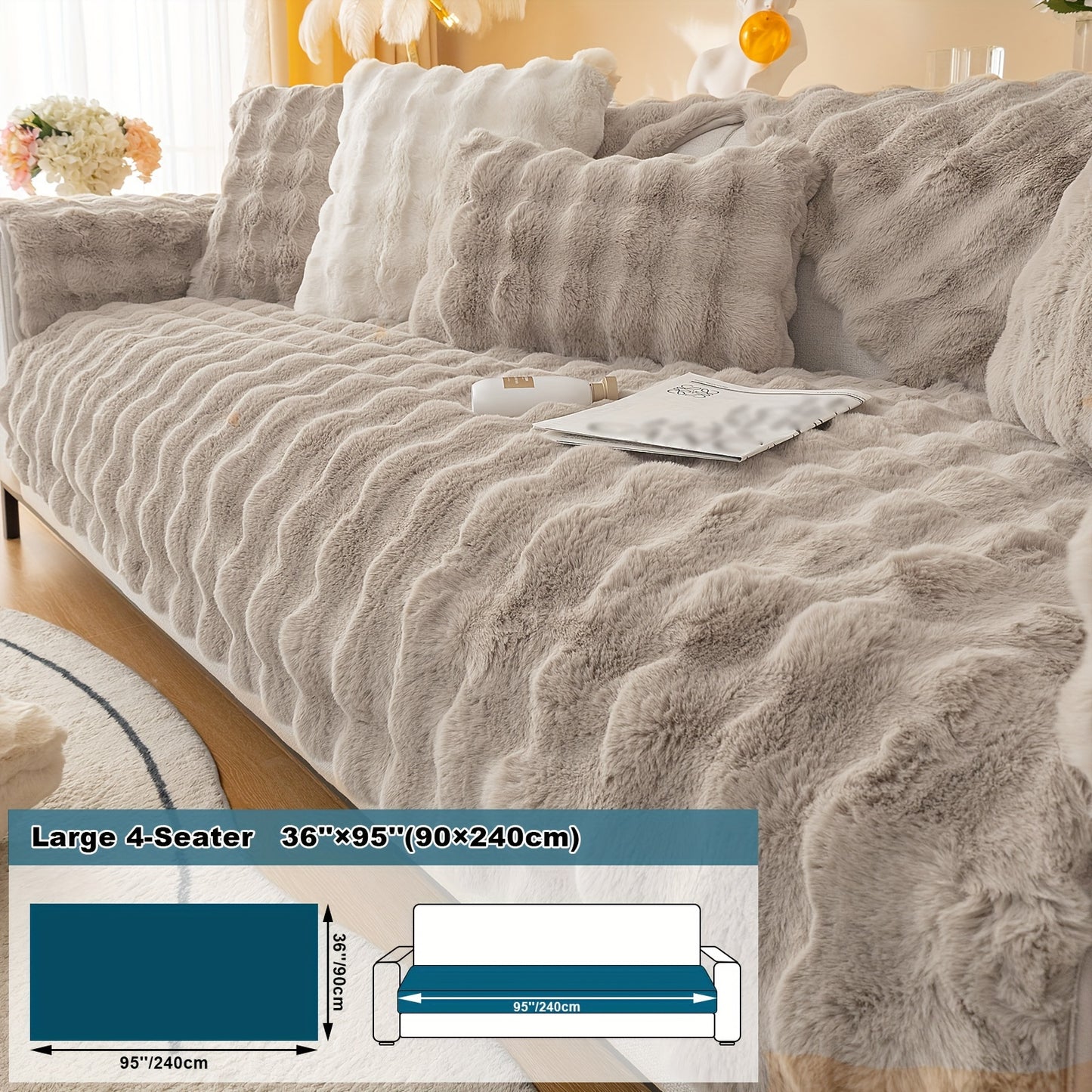 Thick Plush Fuzzy 1pc Rabbit Sofa Cushion