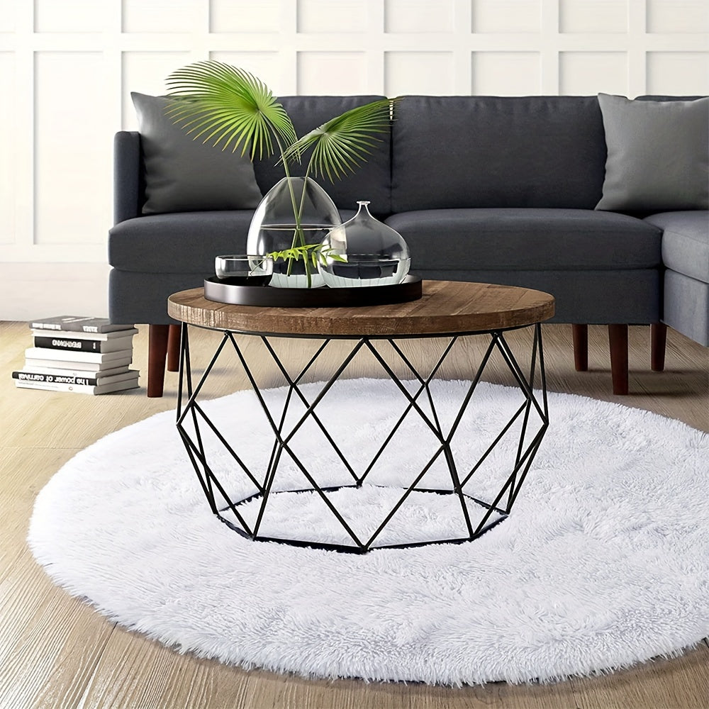 1pc, Soft and Fluffy Round Rug for Bedroom