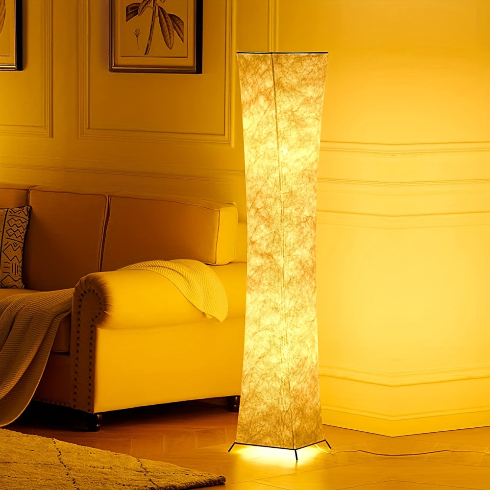 52" Tyvek Fabric Shade Soft Light Floor Lamp, Simple Design Morden Slim Warm 3000K LED Standing Lamp