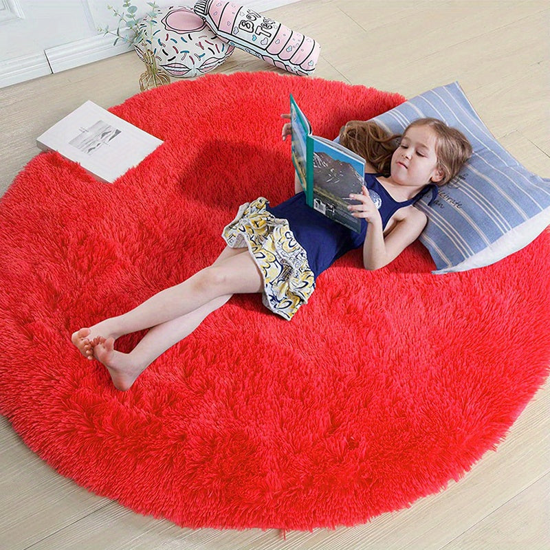 1pc, Soft and Fluffy Round Rug for Bedroom