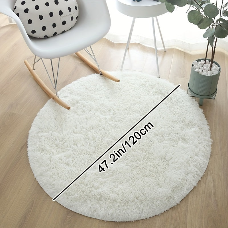 1pc, Soft and Fluffy Round Rug for Bedroom