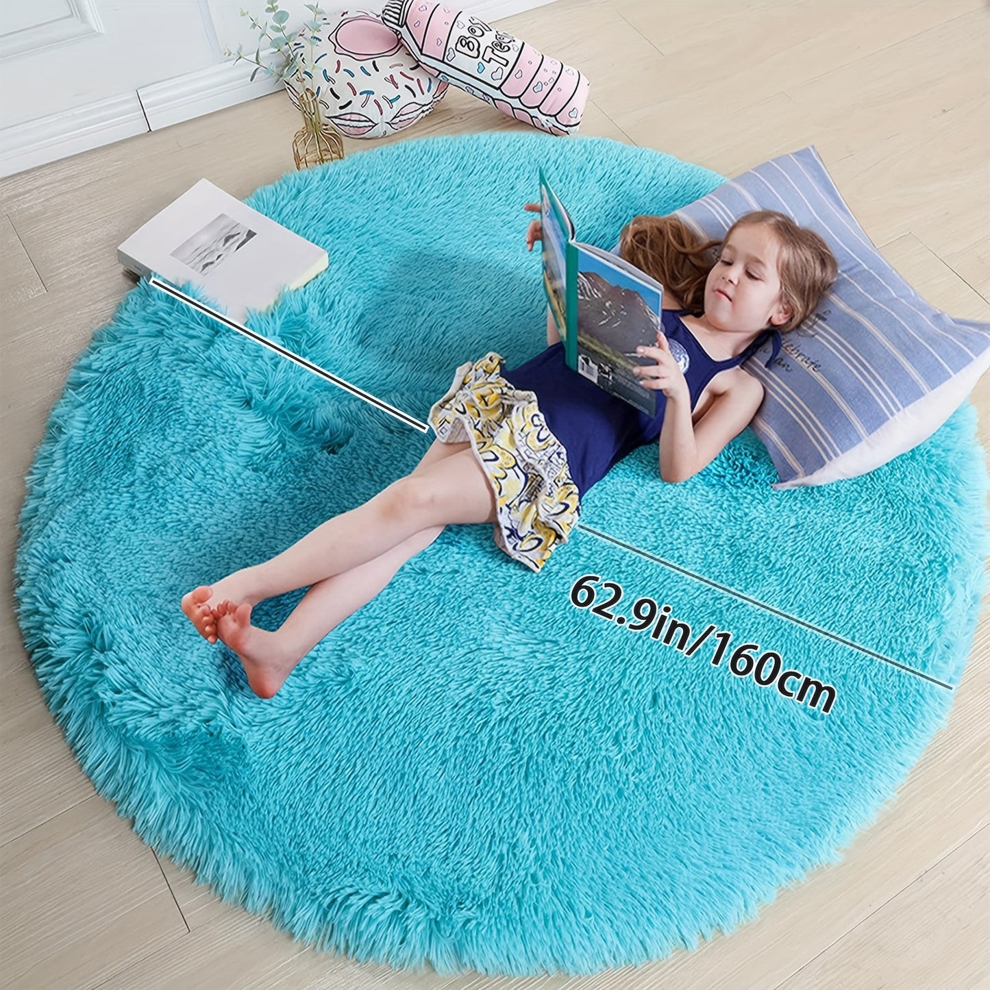 1pc, Soft and Fluffy Round Rug for Bedroom