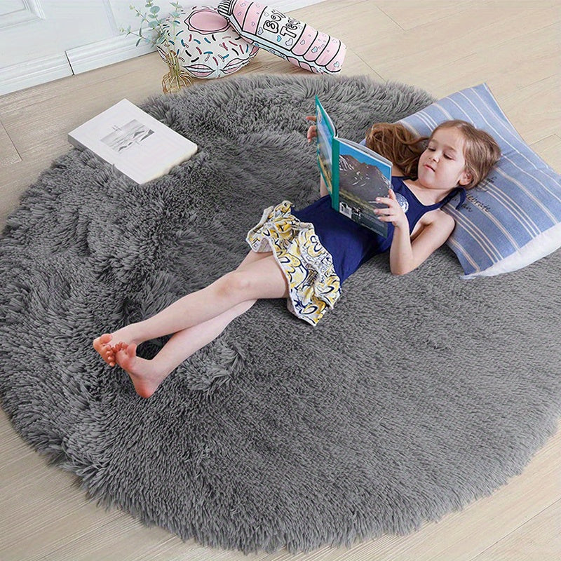 1pc, Soft and Fluffy Round Rug for Bedroom