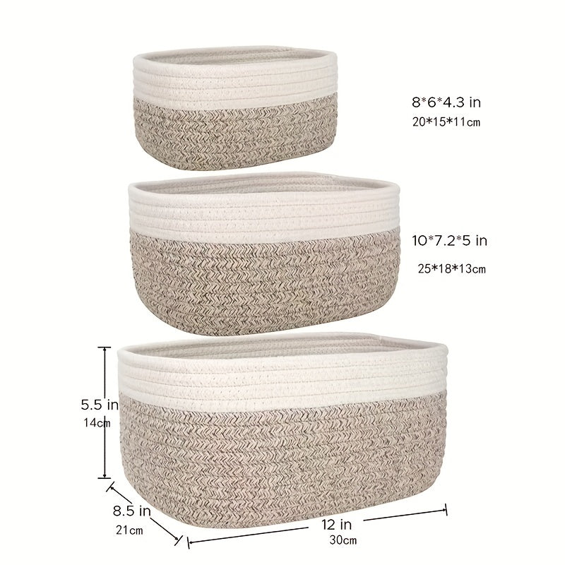 1pc Oval Storage Basket, Rope Woven Basket