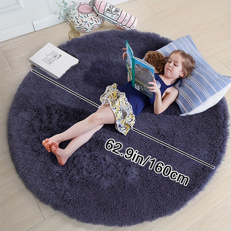 1pc, Soft and Fluffy Round Rug for Bedroom