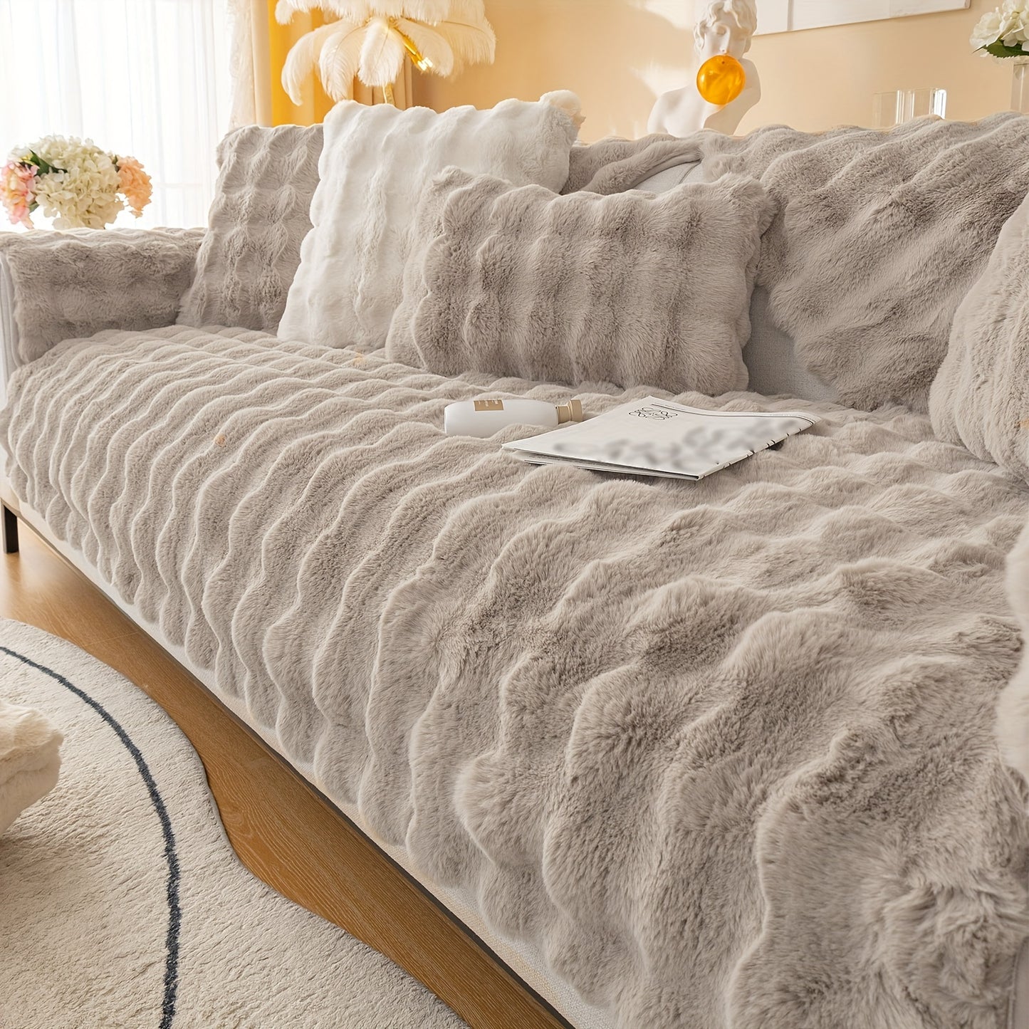 Thick Plush Fuzzy 1pc Rabbit Sofa Cushion