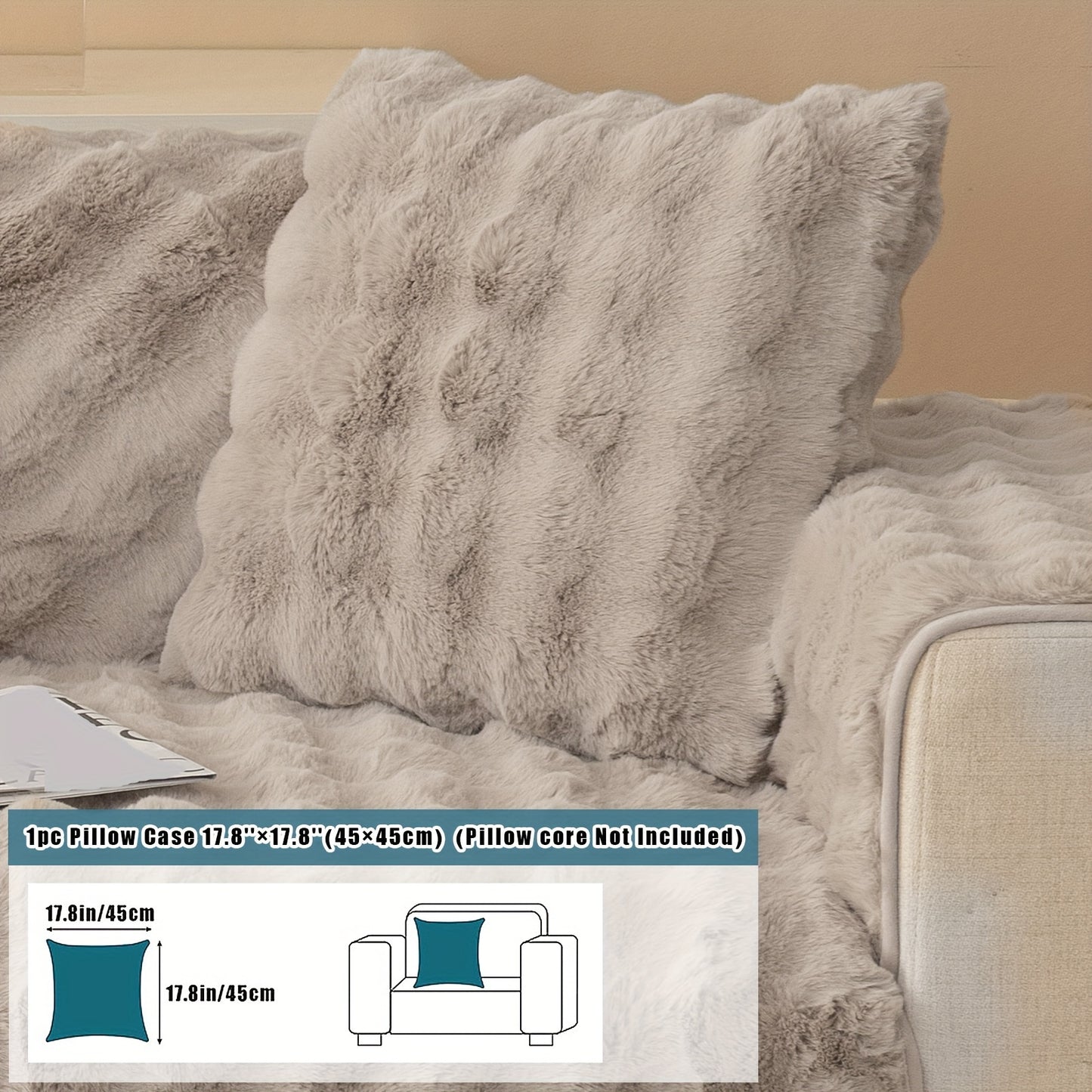 Thick Plush Fuzzy 1pc Rabbit Sofa Cushion
