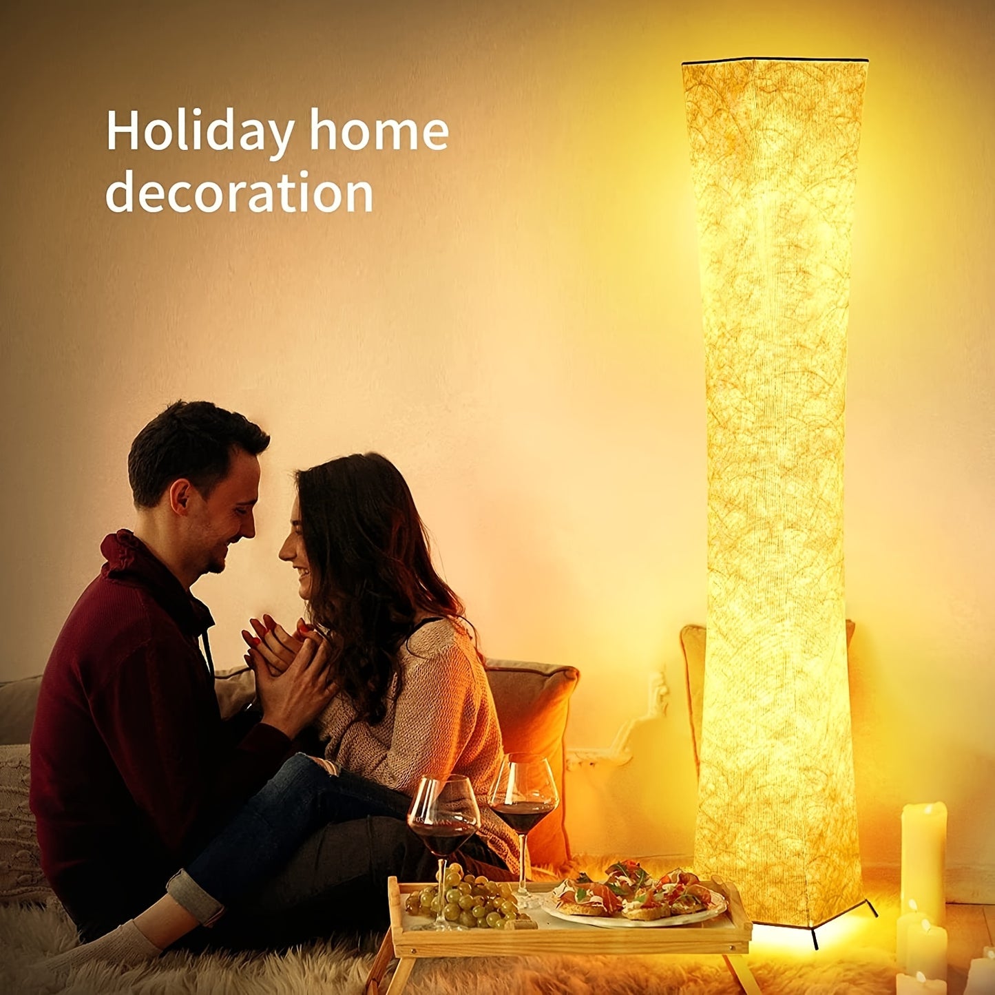 52" Tyvek Fabric Shade Soft Light Floor Lamp, Simple Design Morden Slim Warm 3000K LED Standing Lamp