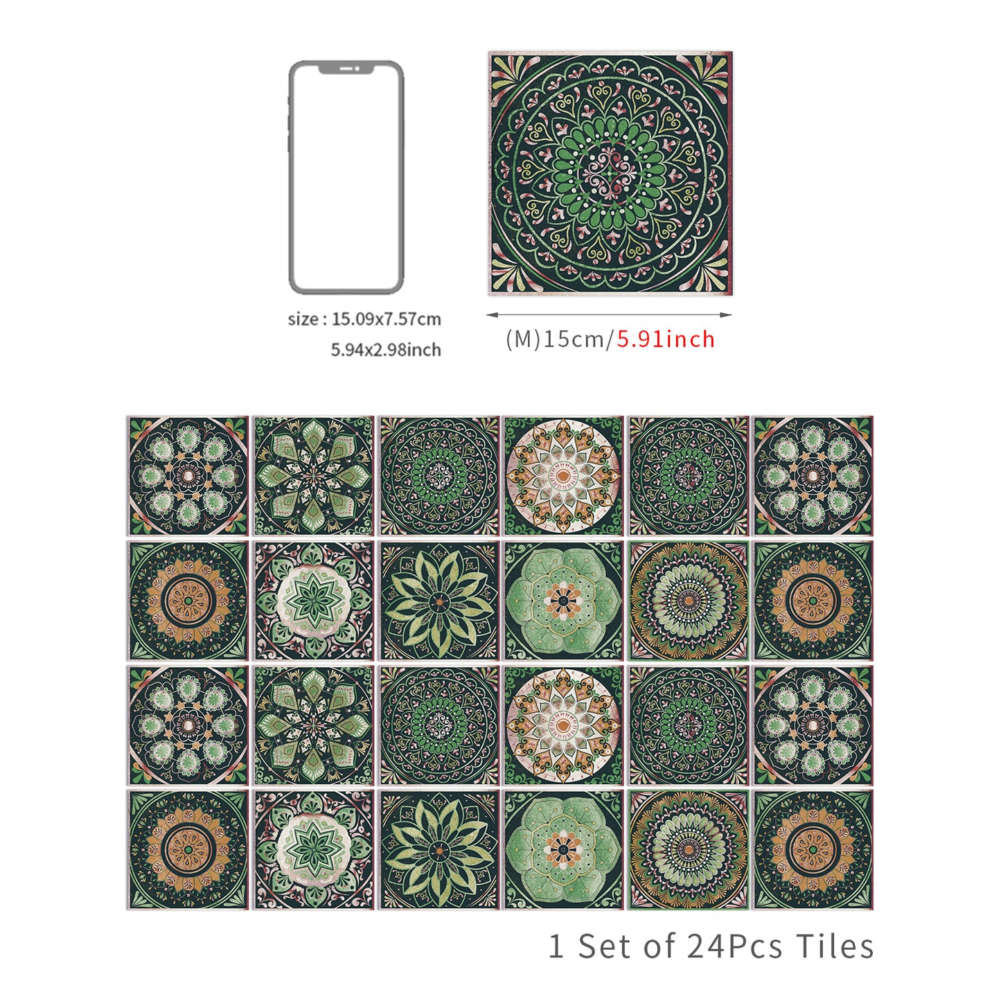 24pcs Retro Mandala Wall Stickers