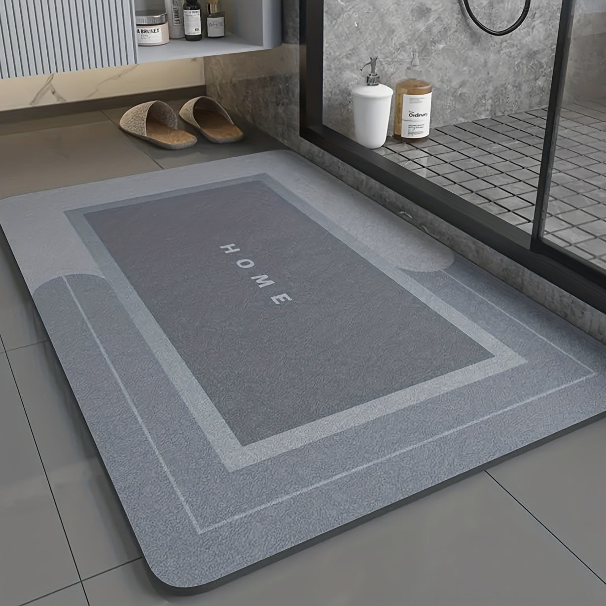 1pc Super Absorbent Soft Diatomite Bathroom Floor Mat - Non-Slip, Fast Drying