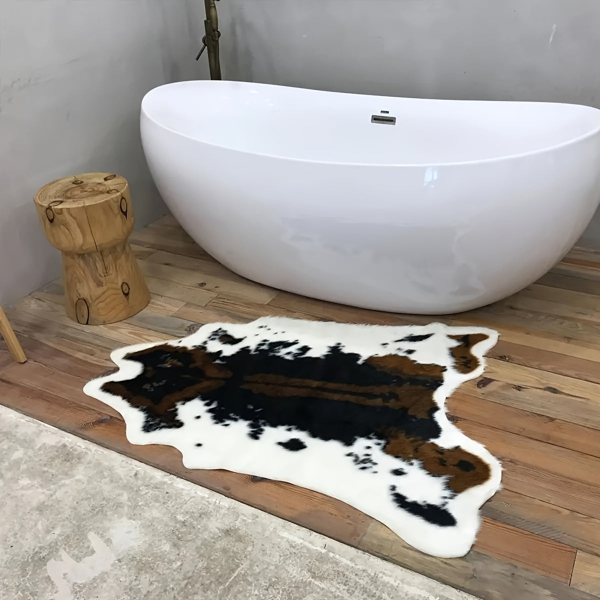 1pc Durable Faux Cowhide Premium Rug