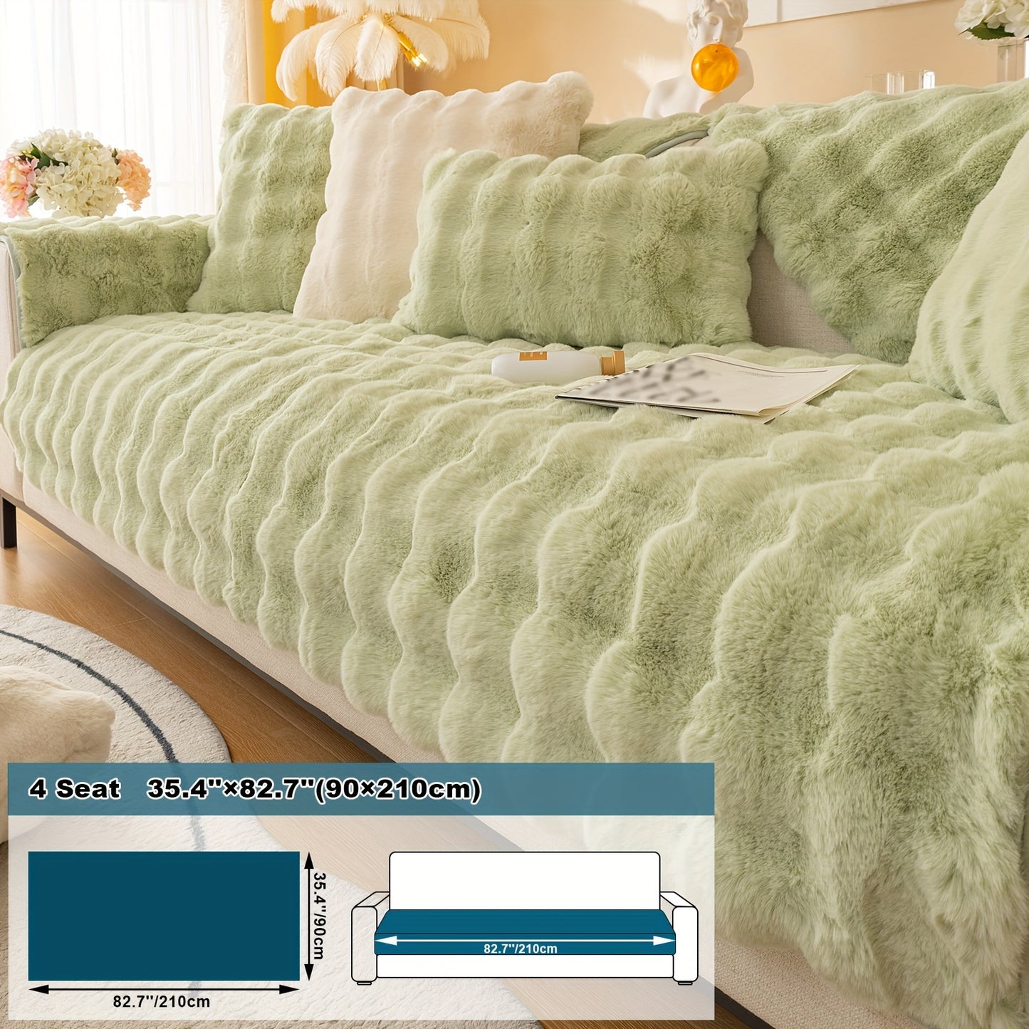 Thick Plush Fuzzy 1pc Rabbit Sofa Cushion