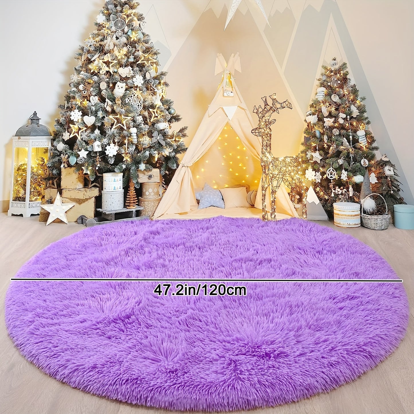 1pc, Soft and Fluffy Round Rug for Bedroom