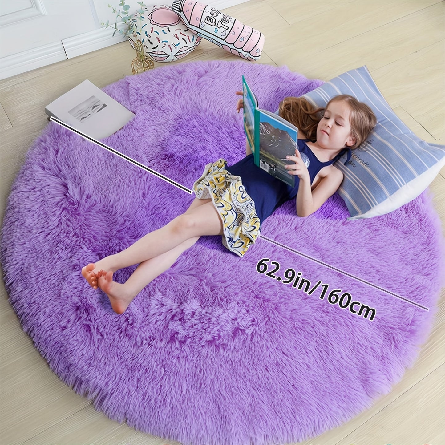 1pc, Soft and Fluffy Round Rug for Bedroom