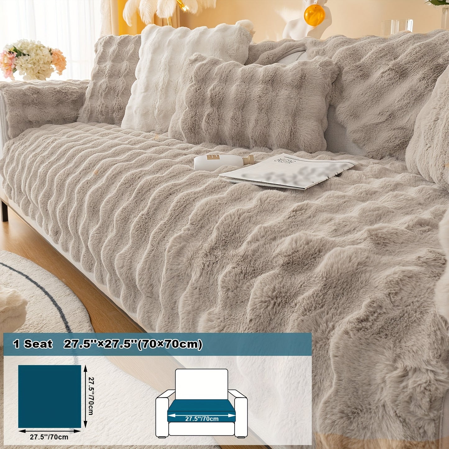 Thick Plush Fuzzy 1pc Rabbit Sofa Cushion