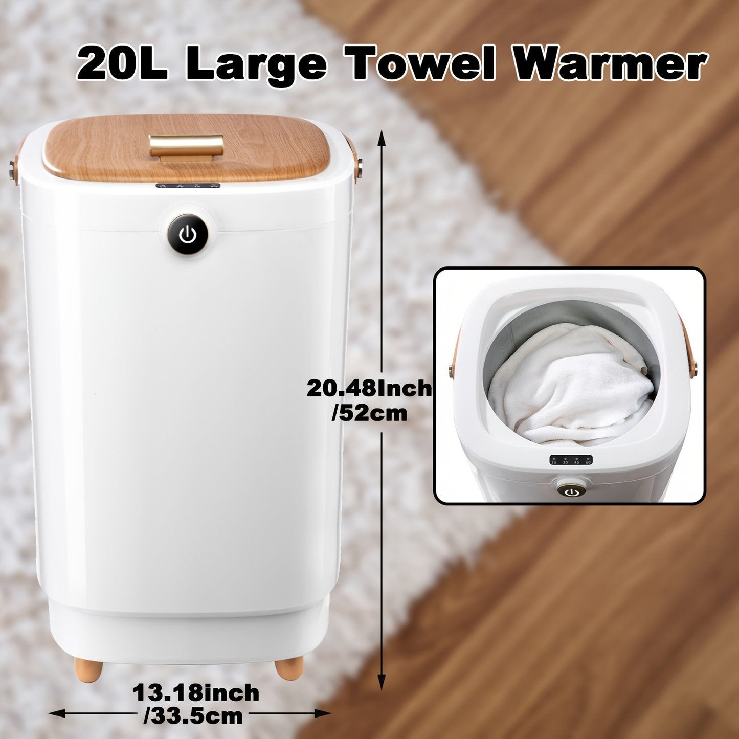 Towel Warmer 20L Extra-Large Capacity Towel Warmer Bucket Rapid Heating With 4 Timing Spa-Quality Comfort For Home