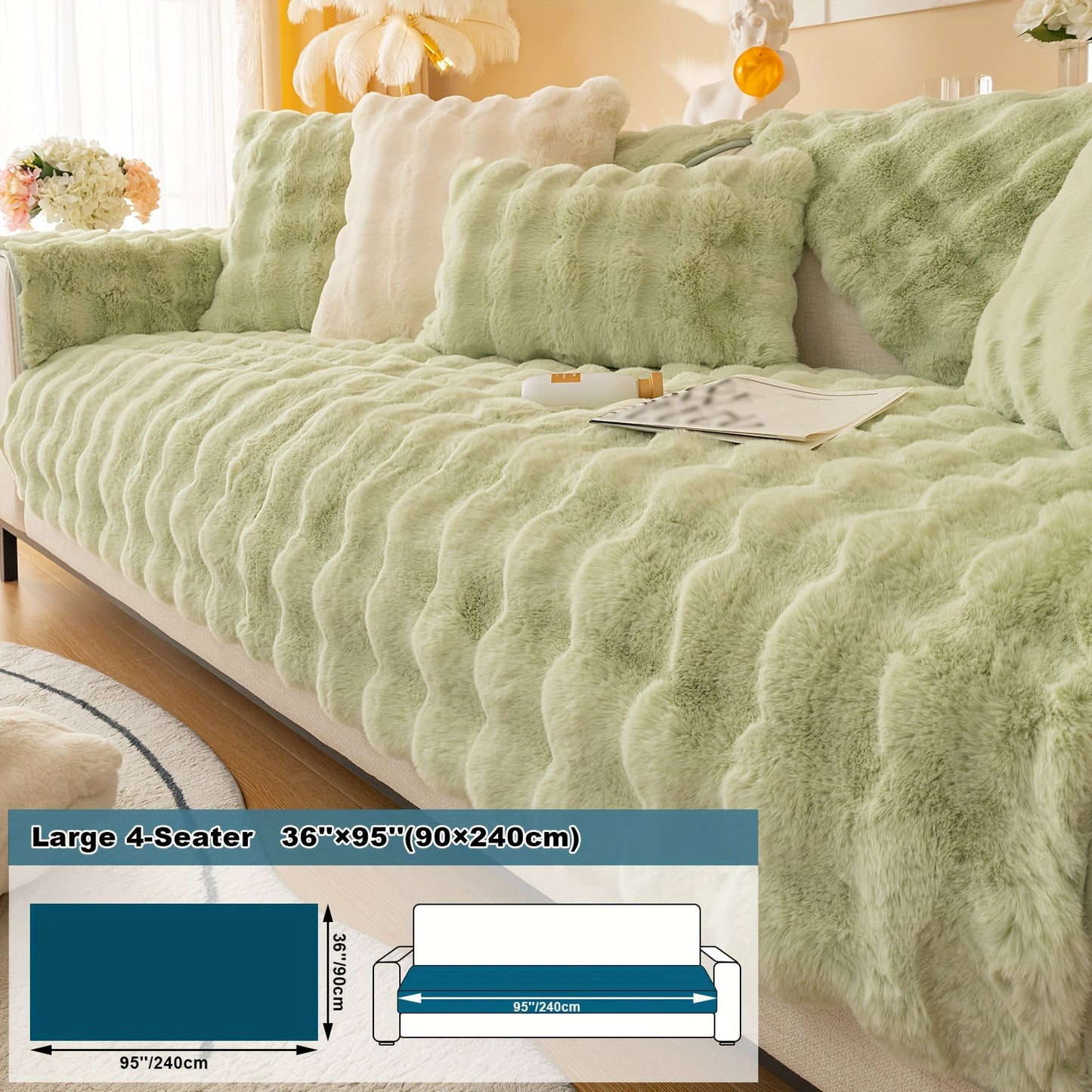 Thick Plush Fuzzy 1pc Rabbit Sofa Cushion