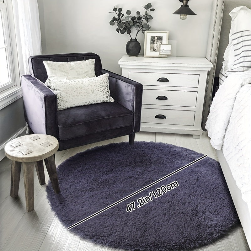 1pc, Soft and Fluffy Round Rug for Bedroom