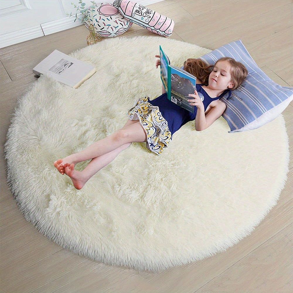 1pc, Soft and Fluffy Round Rug for Bedroom