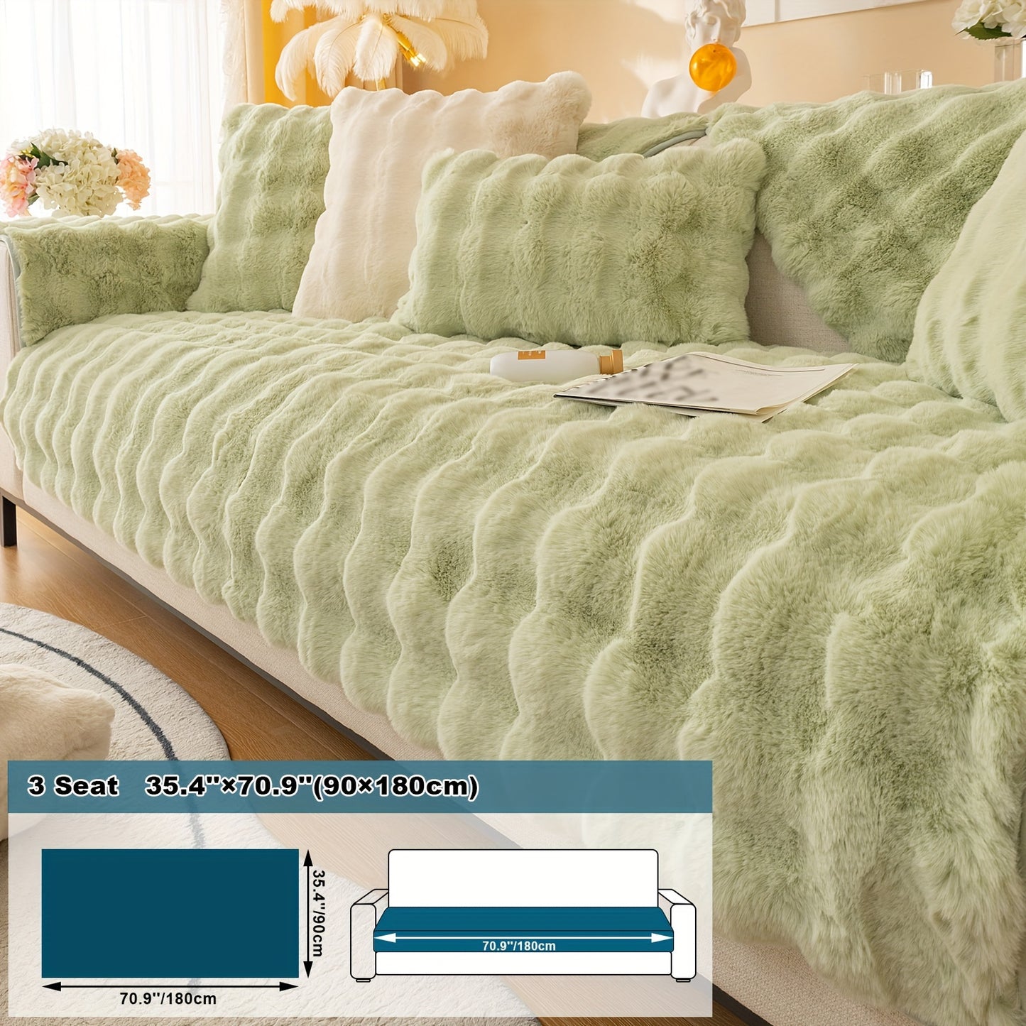 Thick Plush Fuzzy 1pc Rabbit Sofa Cushion