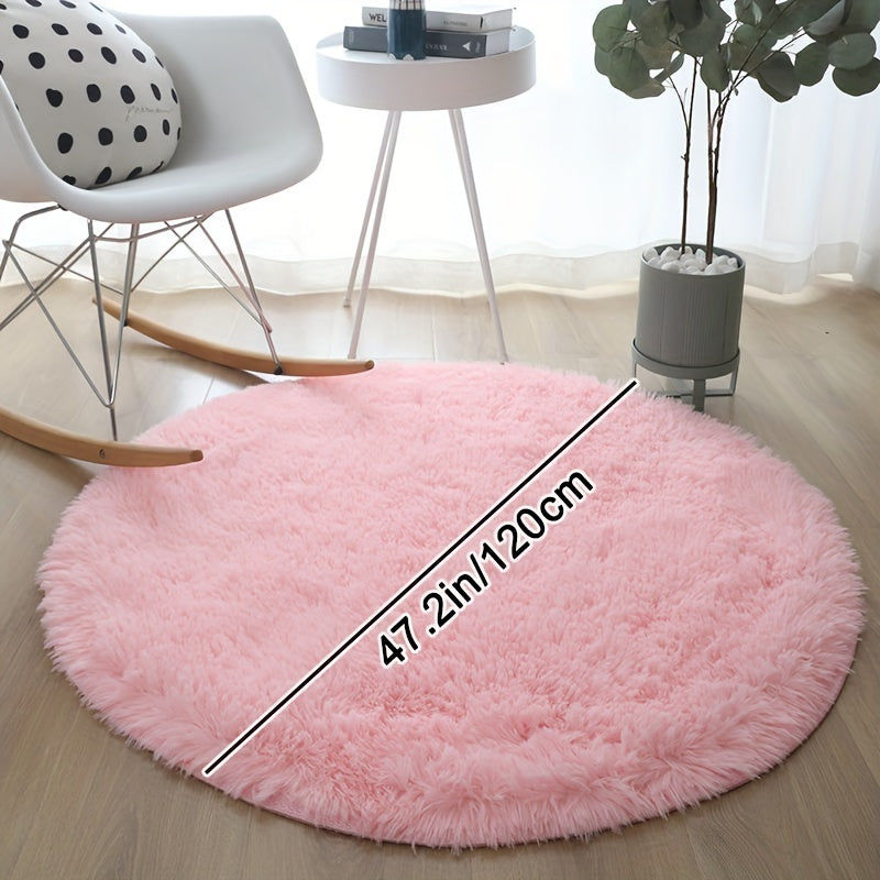 1pc, Soft and Fluffy Round Rug for Bedroom