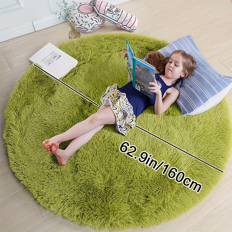 1pc, Soft and Fluffy Round Rug for Bedroom