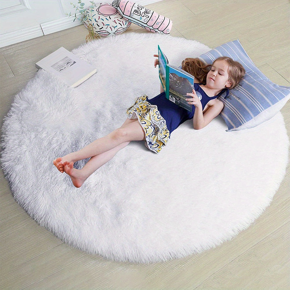 1pc, Soft and Fluffy Round Rug for Bedroom