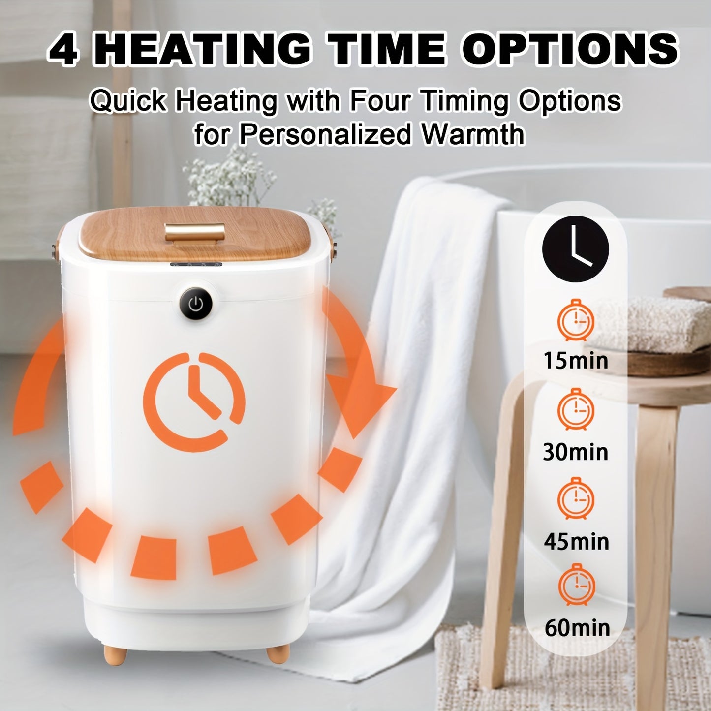 Towel Warmer 20L Extra-Large Capacity Towel Warmer Bucket Rapid Heating With 4 Timing Spa-Quality Comfort For Home