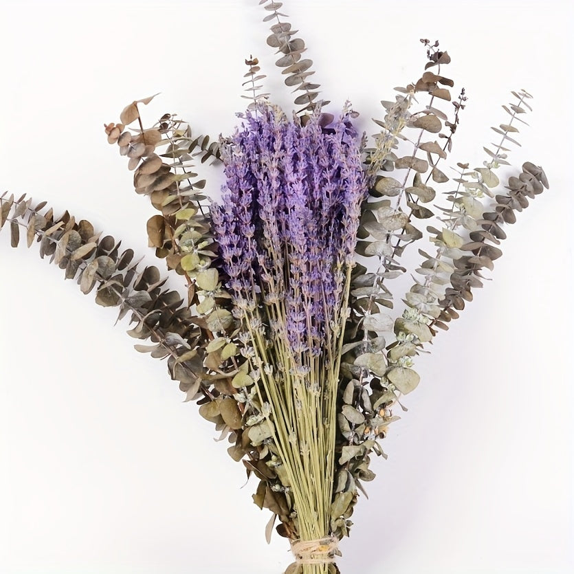 110pcs, Dried Eucalyptus Stem And Lavender Bouquet, Natural Real Eucalyptus Leaf Hanging And Lavender Shower Plant