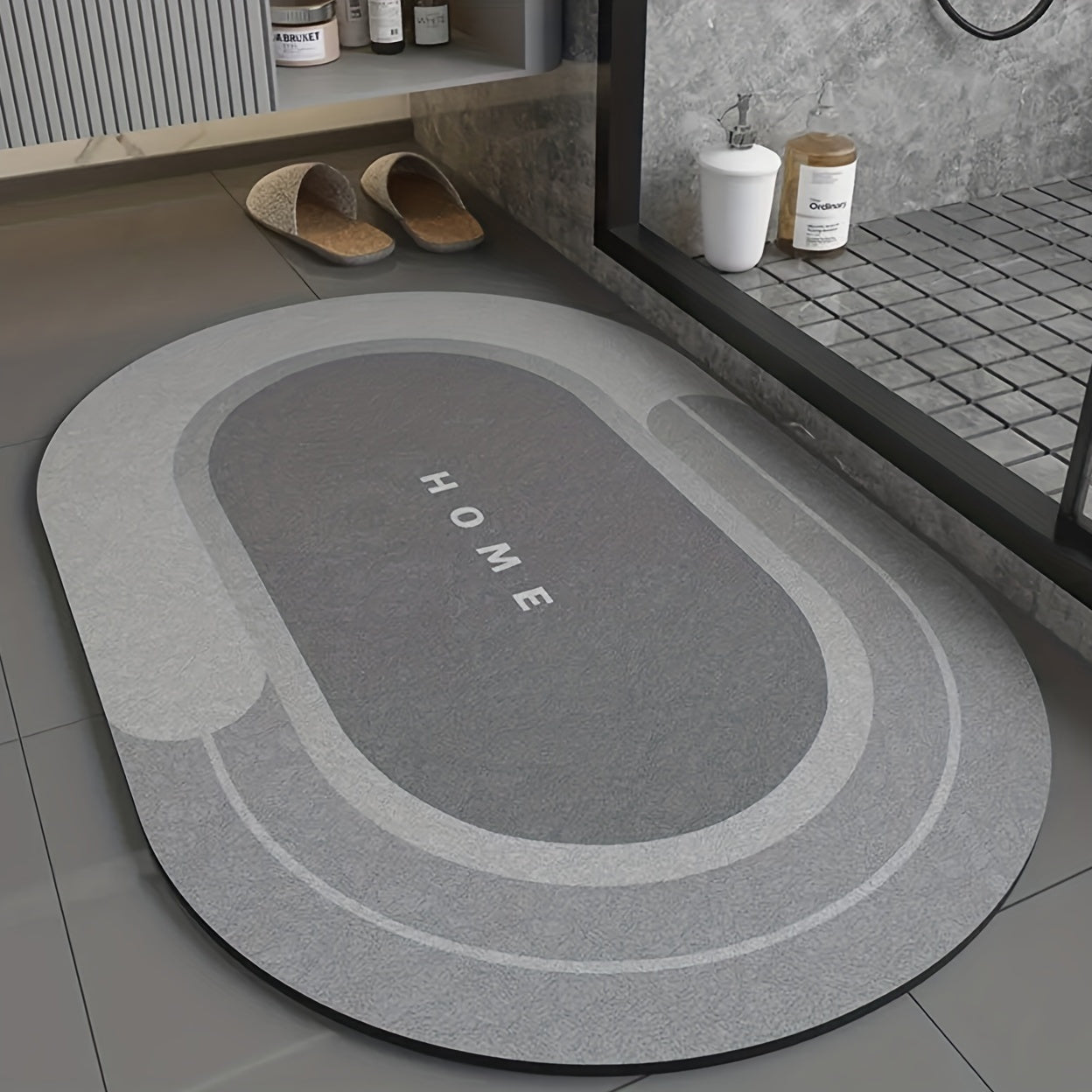 1pc Super Absorbent Soft Diatomite Bathroom Floor Mat - Non-Slip, Fast Drying